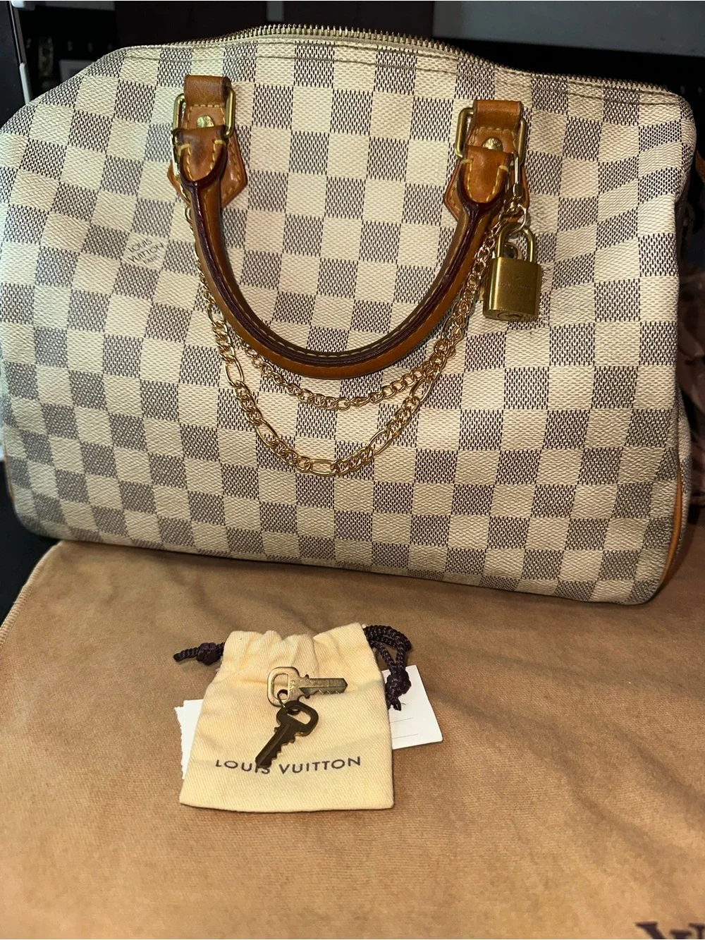Authentic Louis Vuitton Damier Azur Speedy 30 White